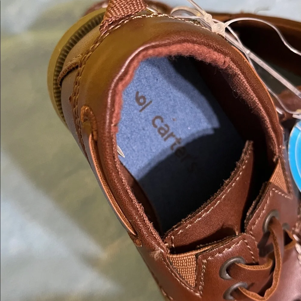 Carter’s Toddler Boys Boat Shoes Size 6 Brown Slip-On NEW WITH TAGS
